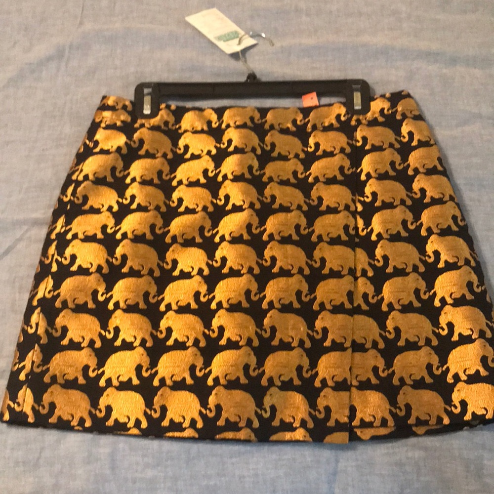 J. Crew Elephant skirt navy gold